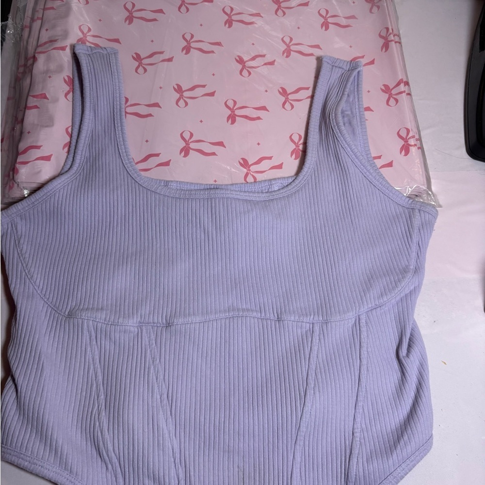 PINK Victoria's Secret Ribbed Fitted Tank Top Pink Red